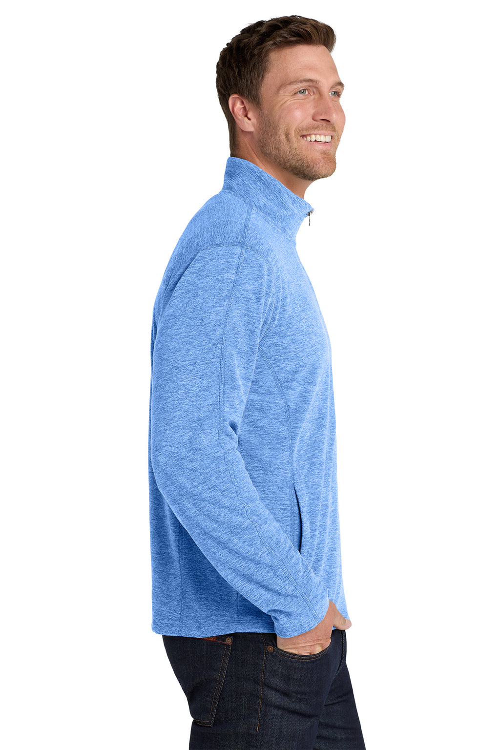 F235 Port Authority® Heather Microfleece Full-Zip Jacket