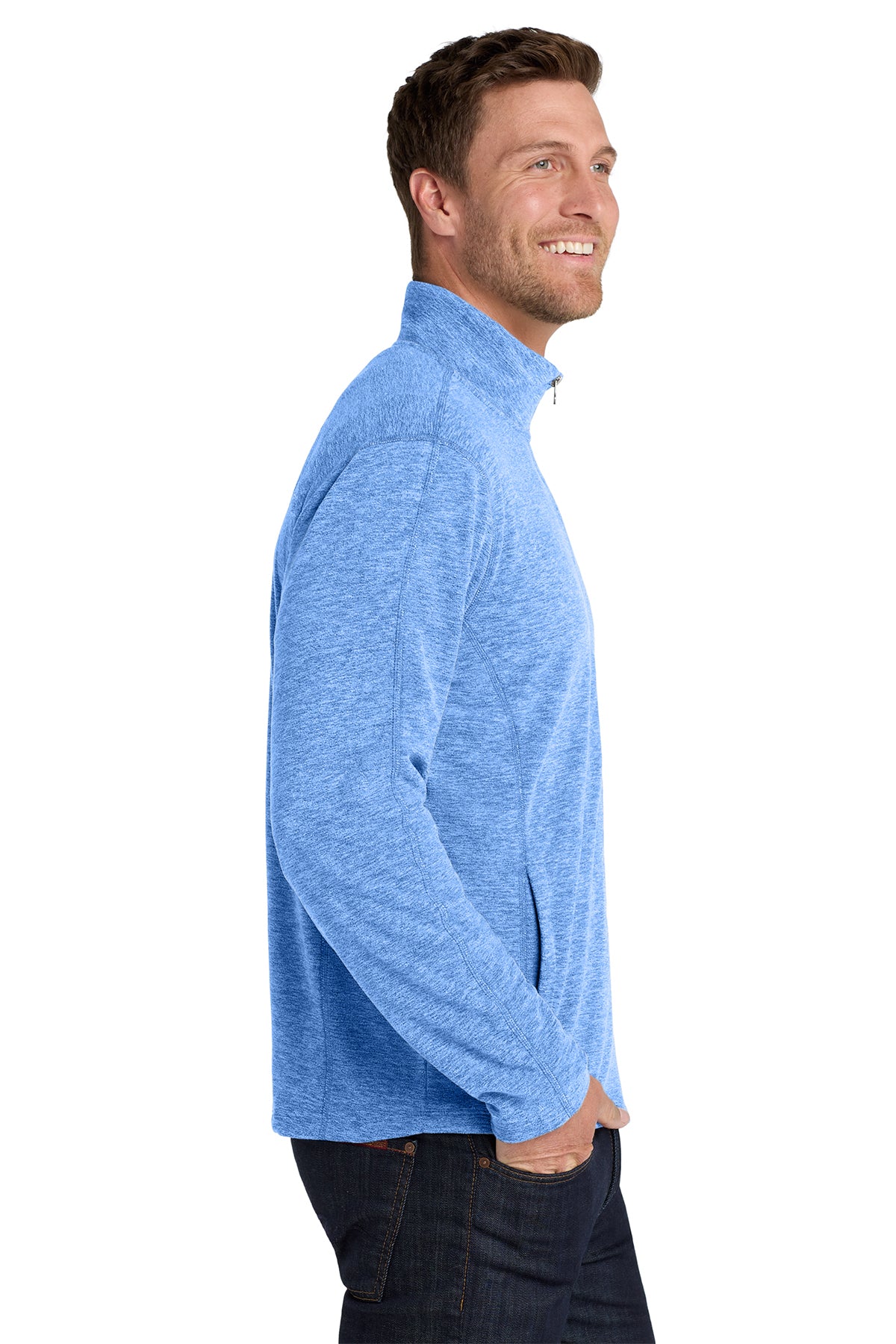 F235 Port Authority® Heather Microfleece Full-Zip Jacket